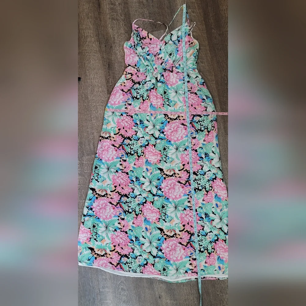 Yumi Kim X Revolove Pastel Paridise Maxi Dress Womens S Pink & Mint 100% Silk - Picture 12 of 14